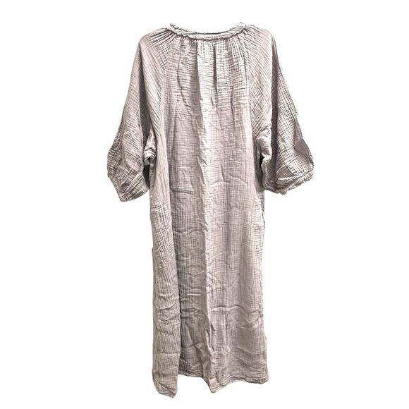 Ocean Main LA Maxi Kaftan Dress Double Gauze Raw Edge Dessert Amethyst M/L $260 - Picture 11 of 11